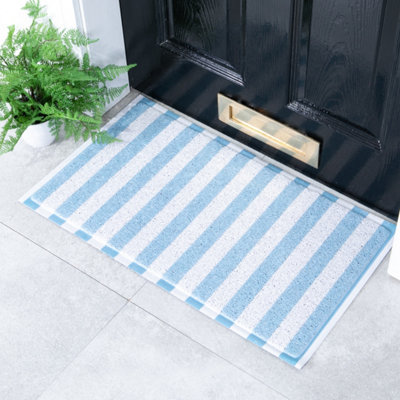 Native Natural Blue Striped Doormat (70 X 40Cm) from B&Q