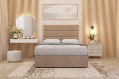 Somnior Beds Somnior Chambery Beige Plush Hybrid Pocket Sprung Orthopaedic Divan Bed Set With Upholstered Headboard