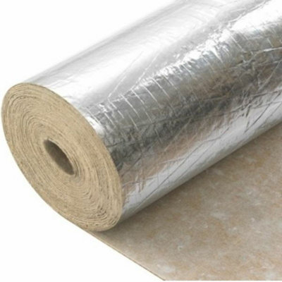  - 2mm Rubber With Silver Foil Underlay Wood Flooring & Laminate Underlay With Damp Proof Membrane Covers 20M² (2 X Rolls)