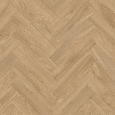 Tawny Brown 2.8mm Vinyl Flooring Herringbone Wood Effect Plank For HomeOffice & Heavy Commercial-6M(19'8") X 4M(13'1")-24M² from B&Q