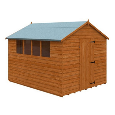 10Ft X 8Ft (2950mm X 2350mm) Horsforth Overlap Apex Shed With 4 Windows (12mm Tongue And Groove Floor And Roof)