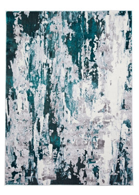 Grey Green Abstract Rug8mm Thickness Modern RugGrey Green Rug For BedroomLiving Room& Dining Room-160Cm X 220Cm from B&Q