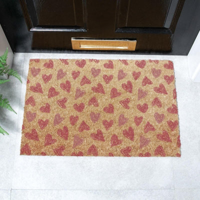B&Q -  Hearts Coir Doormat (60 X 40Cm)