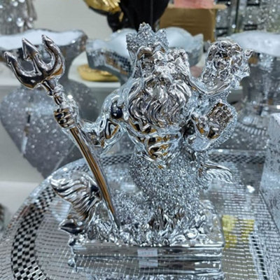 Biznest Bling Crushed Diamond Silver Aquaman Ceramic Sparkly Shelf Sitter Ornament from B&Q