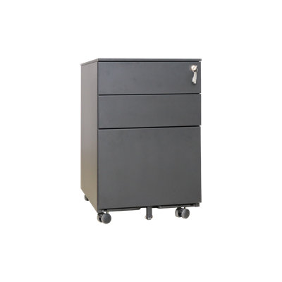 Requena 3 Drawers Mobile File Cabinet With 5 Wheels Lockable Storage For A4 Metal Filing Cabinets With Keys Mp01 Black