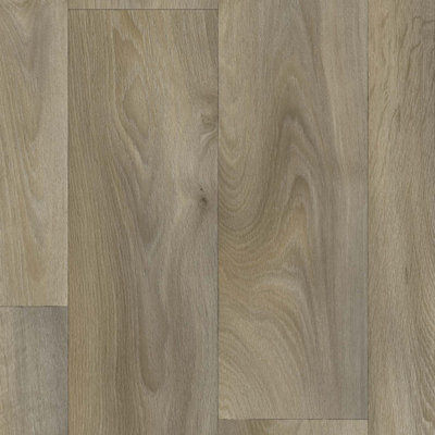 B&Q Wood Effect Anti-Slip Vinyl Flooring For Livingroom, Kitchen, 1.90Mm Vinyl Sheet-3M(9'9") X 4M(13'1")-12M² Brown