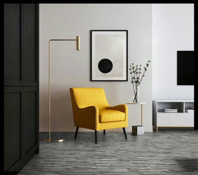  - Grey Wood Effect Anti-Slip Vinyl Flooring For LivingroomKitchen2mm Textile BackingVinyl Sheet -4M(13'1") X 2M(6'6")-8M²