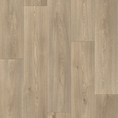 Bisque Oak Beige 2.8mm Vinyl Flooring Wood Effect Plank For HomeOffice & Heavy Commercial-1M(3'3") X 3M(9'9")-3M² from B&Q