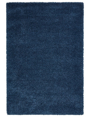 Dark Blue Plain Shaggy RugStain-Resistant RugModern Rug For BedroomLiving Room& Dining Room-200Cm X 290Cm from B&Q