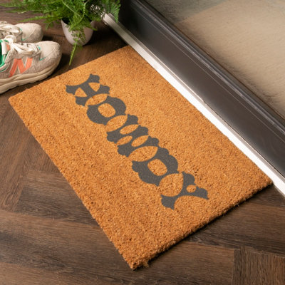Artsy Doormats Grey Cowboy Howdy Text Doormat from B&Q