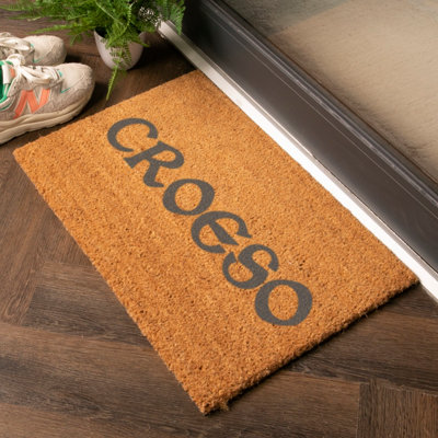 Artsy Doormats Grey Welsh Croeso (Welcome) Doormat from B&Q