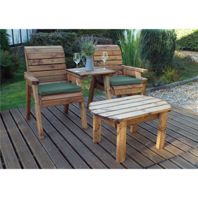 B&Q -  Traditional Twin Companion Dining Set Straight With 2 X Chair Cushion Green
