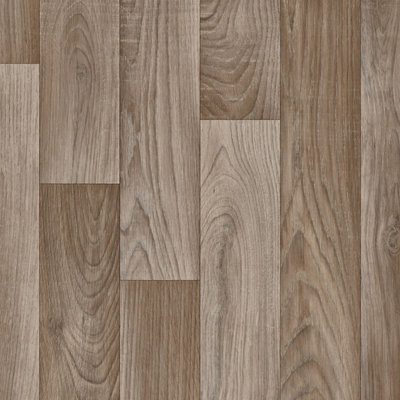  - Brown Modern Wood Effect Anti-Slip Vinyl Flooring For HomeShopsOffices2.8mm Thick Vinyl Sheet-5M(16'4") X 3M(9'9")-15M²