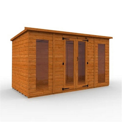 12Ft X 6Ft (3550mm X 1750mm) Horsforth Shiplap Full Pane Pent Retreat Summerhouse With 2 Windows