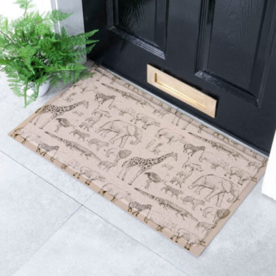Native Natural Elephant Vintage Pattern Indoor & Outdoor Doormat70X40Cm from B&Q