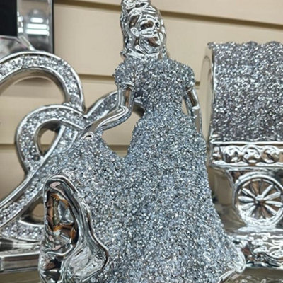 Biznest Stunning Crushed Diamond Crystal Gypsy Bride Silver Sparkle Shelve Ornament Bling from B&Q