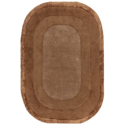 Beige Brown Shiny Handmade Bordered Wool 35mm Pile Stain-Resistant Rug For BedroomLiving& Dining Room-200Cm X 290Cm from B&Q