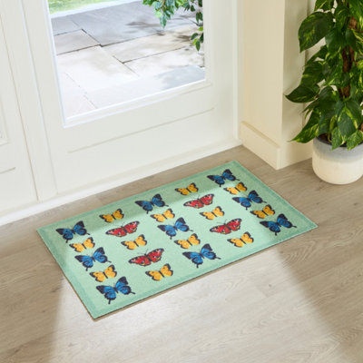 Artsy Doormats Butterfly Pattern Indoor Washable Doormat 80X50Cm from B&Q
