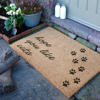 Artsy Doormats Hope You Like Cats Doormat (90 X 60Cm) from B&Q
