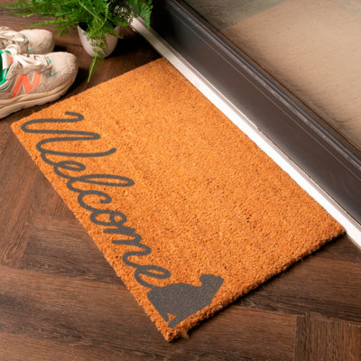 Artsy Doormats Grey Welcome Scribble Cat Doormat from B&Q