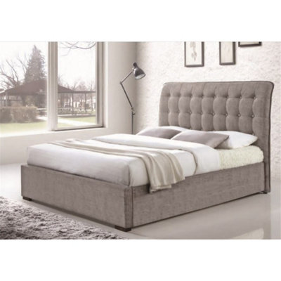 TL Beds Light Grey Curved Design Elegant Fabric Bed FrameKing 5Ft from B&Q