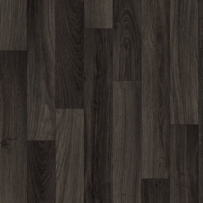  - Dark Brown Wood Effect Anti-Slip Vinyl Flooring For LivingroomHallwaysKitchen 2.8mm Vinyl Sheet-4M(13'1") X 2M(6'6")-8M²