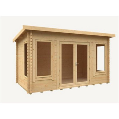 Horsforth 14Ft X 8Ft (4.26M X 2.43M) 44mm Wooden Log Cabin (19mm Tongue And Groove Floor And Roof) (14 X 8) (14X8)