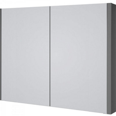 Clifton Mirror Bathroom Cabinet 800mm WideStorm Grey Gloss(Urban) from B&Q