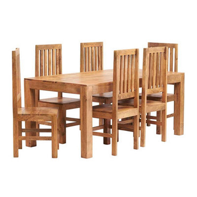 Ashfield Poko Light Mango 6Ft Dining Set With Wooden Chairs from B&Q
