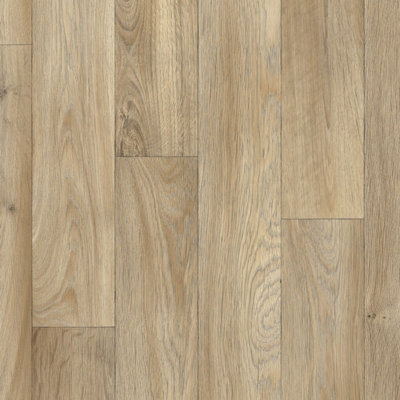 B&Q 577 Contract Wood Effect Commercial Vinyl Flooring For Office, Shop, Waterproof Lino Flooring-7M(23') X 3M(9'9")-21M² Beige