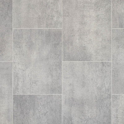  - Grey Modern Stone Effect Anti-Slip Vinyl Flooring For Bathroom& Kitchen2.0mm Thick Vinyl Sheet-7M(23') X 4M(13'1")-28M²