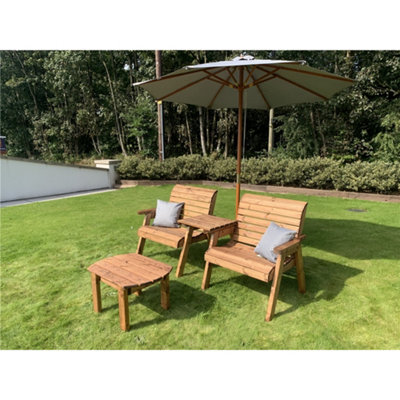 B&Q -  Grand Twin Straight With Coffee Table2 X Scatter Cushion Grey & 1 X Parasol Grey & Base
