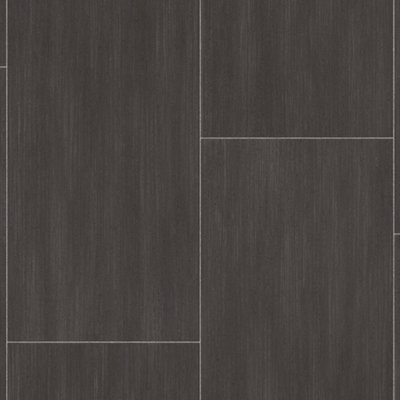 B&Q Dark/Grey Dark Grey Tile Effect Vinyl Flooring For Livingroom, Kitchen, 2.8Mm Thick Cushion Backed Vinyl Sheet -5M(16'4") X 2M(6'6")-10M² Size 10