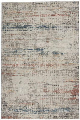 Grey/multi RugAbstract Anti-Shed Rug10mm Thickness Luxurious Modern Rug For Bedroom& Dining Room-66Cm X 230Cm (Runner) from B&Q