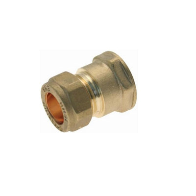 hep Online 22mm Compression By 1/2" Bsp Brass Female Iron Coupler Straight Adaptors 22mm X 1/2" Female (Pack Of 1) from B&Q