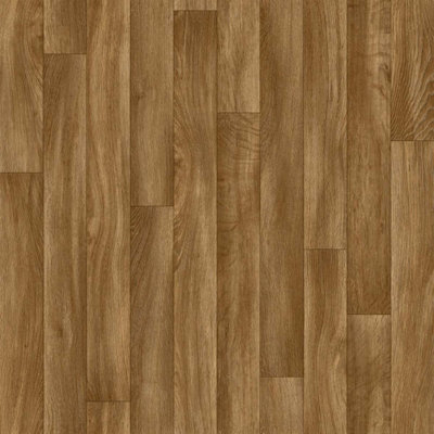  - Brown Wood Effect Vinyl Flooring For LivingroomKitchen2mm Thick Cushion Backed Vinyl Sheet-7M(23') X 2M(6'6")-14M²