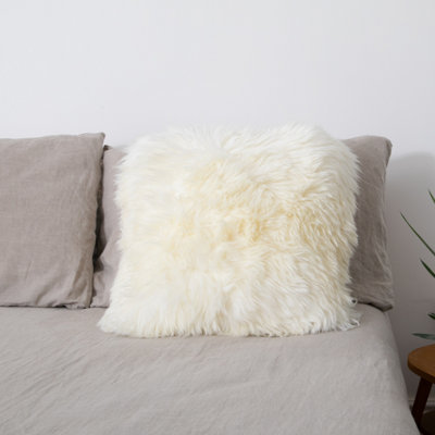Native Natural Double Sided Ivory White Sheepskin Cushion 45X45Cm from B&Q