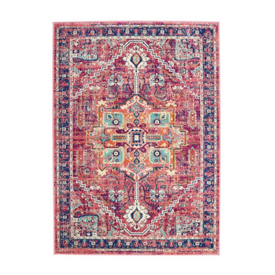 Persian RugHandmade RugBordered Floral Rug With 20mm ThicknessTraditional Rug For Living Room-67 X 200Cm (Runner) from B&Q