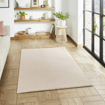 Blush Plain Shaggy Washable RugStain-Resistant Anti-Shed 16mm Thick Modern Rug For BedroomLiving Room-160Cm X 230Cm from B&Q