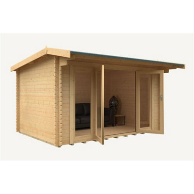 Horsforth 14Ft X 10Ft (4.26M X 3.04M) 44mm Wooden Log Cabin (19mm Tongue And Groove Floor And Roof) (14 X 10) (14X10)