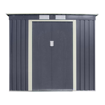 Cheshire 6 X 4 Double Door Metal Pent Shed (Dark Grey)