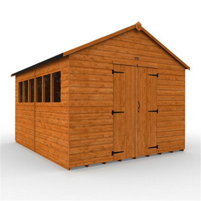 12Ft X 10Ft (3550mm X 2950mm) Horsforth Shiplap Heavyweight Xl Workshop Shed With 6 Window (12mm Tongue And Groove Floor And Roof)