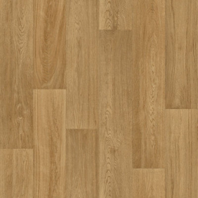  - Cedar Oak Brown Wood Effect Anti-Slip Vinyl Flooring Sheet For Kitchen Bathroom Dinning Room -4M(13'1") X 2M(6'6")-8M²