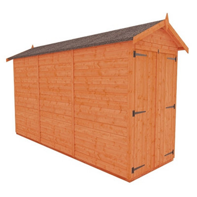 Horsforth 12 X 4 (3.53M X 1.15M) Windowless Wooden Tongue And Groove Apex Shed + Double Doors (12mm T&g Floor And Roof) (12Ft X 4Ft) (12X4)