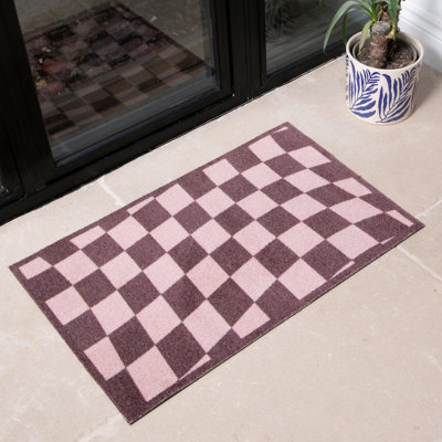 Artsy Doormats Wavey Checkerboard Indoor Washable Doormat from B&Q