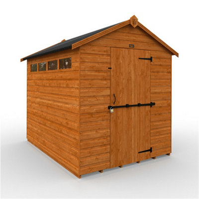 8Ft X 6Ft (2350mm X 1750mm) Horsforth Shiplap Security Apex Shed With 4 Windows (12mm Tongue And Groove Floor And Roof)