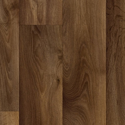B&Q Brown Modern Wood Effect Anti-Slip Vinyl Flooring For Bathroom, & Kitchen, 2.6Mm Thick Vinyl Sheet-6M(19'8") X 2M(6'6")-12M²