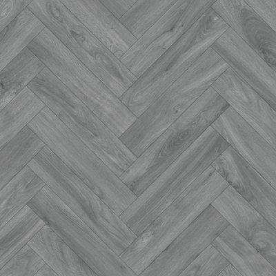  - Anchor Herringbone Grey Wood Effect Anti-Slip Vinyl Flooring Sheet For Kitchen Bathroom Dinning Room-5M(16'4") X 4M(13'1")-20M²