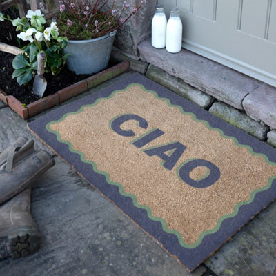Artsy Doormats Blue Ciao Coir Doormat (90 X 60Cm) from B&Q