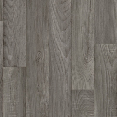 B&Q Wood Effect Anti-Slip Vinyl Flooring For Livingroom, Kitchen, 3.8Mm Vinyl Sheet-6M(19'8") X 2M(6'6")-12M² Grey